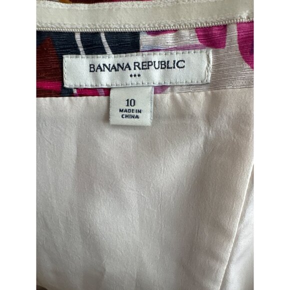 Banana Republic dress size 10 Tropical Palm Leaf Printed Silk Strapless - Picture 6 of 7